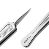 MR.GREEN peacock-pattern needle nose tweezers for precise facial grooming.