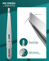 MR.GREEN tweezers ergonomic grip enhances comfort during long grooming sessions.