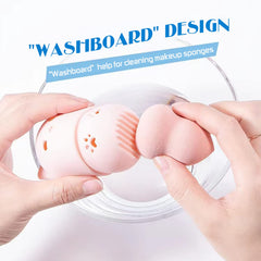 MR LION drying holder rose gold keeps sponges ventilated after use.