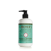 Mrs. Meyer's Basil hand lotion bottle highlights non-greasy moisture for dry hands