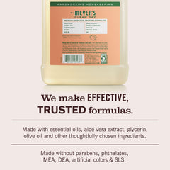 MRS. MEYER'S jabón para manos Geranio, certificado libre de crueldad.