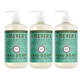 Jabón para manos Mrs. Meyer's Clean Day albahaca, vertido para lavado diario.