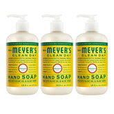 Jabón de manos Mrs. Meyer's Clean Day en frasco madreselva para piel suave.