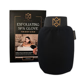 MS Guante Kessa exfoliante en la mano para exfoliar suavemente.