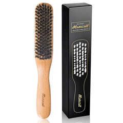 Msnasit Slick Back Brush with wooden handle for precise, controlled styling.