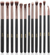 MSQ eye shadow brush set in rose gold with soft synthetic bristles for smooth application.