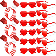 MTLEE heart-boppers sunglasses in red for festive party fun and photo props.