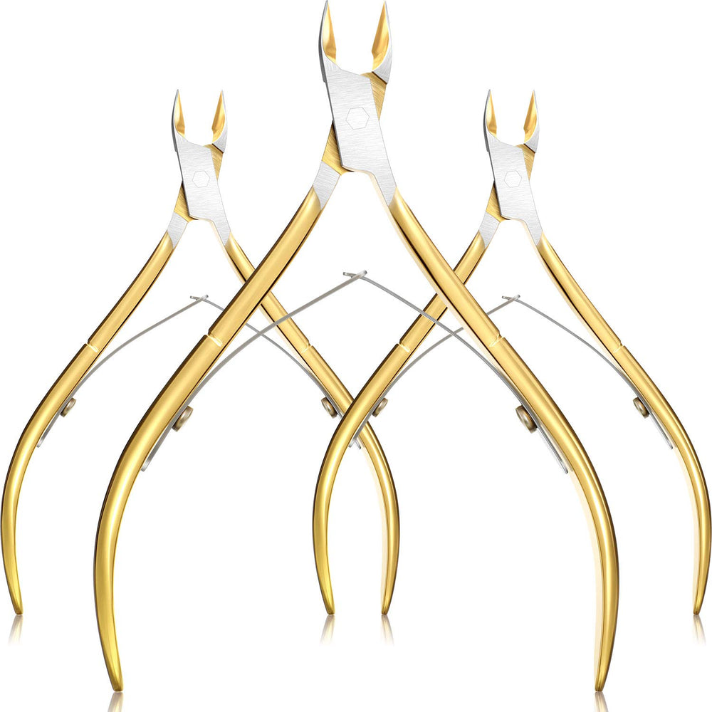Mudder 3-pack gold cuticle trimmer pack with precision blades for clean cuts at home