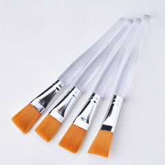 Clear plastic handle design for easy grip during skincare routines.