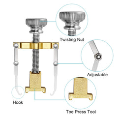 Mudder foot care tool in gold ready for on-the-go nail care