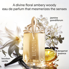Mugler Alien mini bottle angled shot, sleek and portable fragrance.