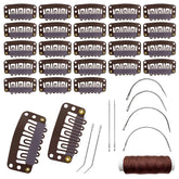 MUIIGOOD brown 25-piece wig clips set for secure extensions and easy styling