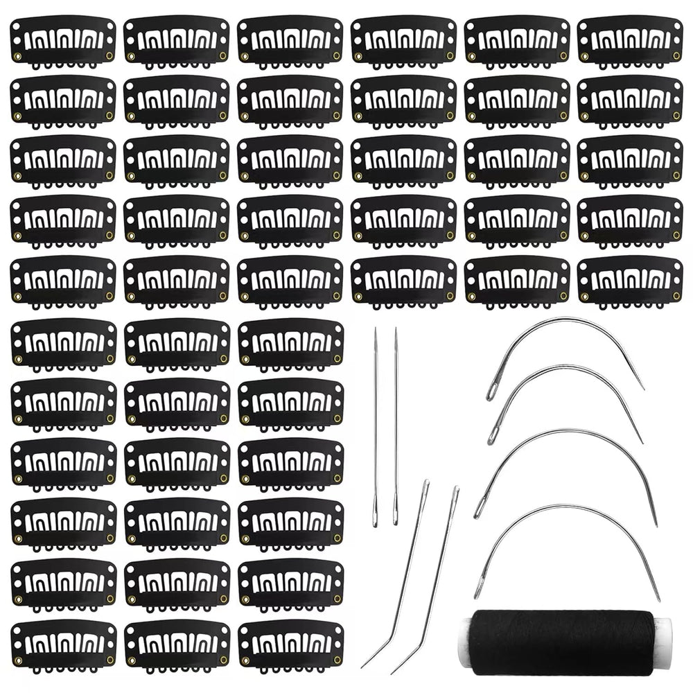 MUIIGOOD 50pcs 32mm U-shape wig clips secure hair extensions.