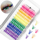 MUIIGOOD rainbow lash clusters in a 120-piece pack for versatile color looks.