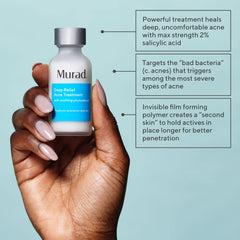Murad Deep Relief tube closeup displaying 2% salicylic acid in action.