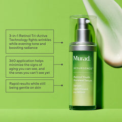 Murad Retinol Youth Renewal Serum bottle side view highlighting packaging