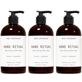 Muse Apothecary Hand Ritual pump bottle delivering rich foamy lather for hydrated hands.