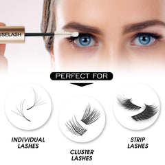 MUSELASH spiral brush applying bond to natural lashes for even coverage