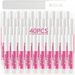 MUSILAN Nail Glue bottle demonstrating fast-drying action for secure nail tips.