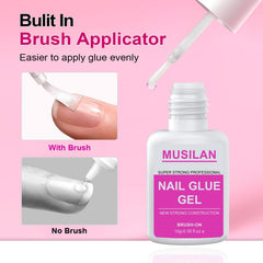 Musilan remover gel uñas sin acetona, elimina pegamento con cuidado.