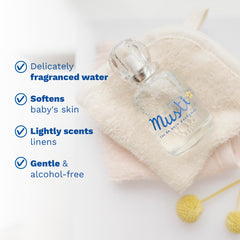 Mustela Musti chamomile honey essence highlights soothing botanical ingredients.