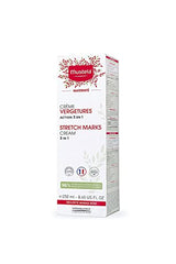 Mustela Stretch Marks Cream label from France highlighting premium skincare for moms-to-be