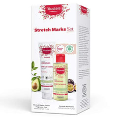 Mustela stretch marks cream tube delivering hydrating care for pregnancy skin.