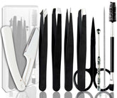 Muzioiernsu tweezers set with ergonomic grip for precise brow shaping