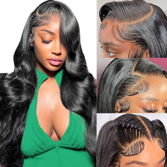 MuzoJet 13x6 lace front wig with natural parting and seamless scalp look.