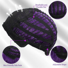 Mxayhnajxl dark purple wig close-up texture detail and realistic shine