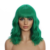 Mxayhnajxl lime green wig with bangs 14 inches for bold daily styling.