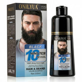 Mxvbaty beard dye shampoo bottle closeup showing instant grey coverage for a sharper look