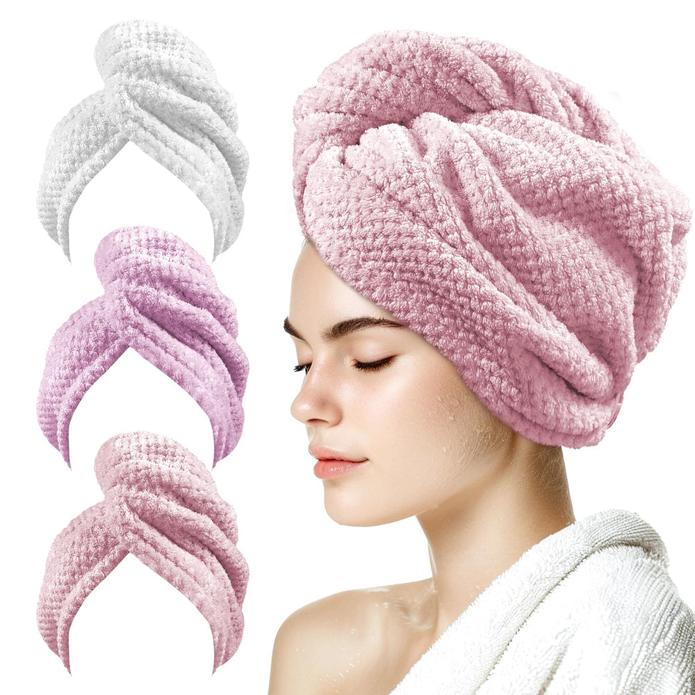 my novel things toalla rosa con botón para cabello, secado rápido y cómodo.