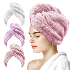 my novel things toalla rosa con botón para cabello, secado rápido y cómodo.