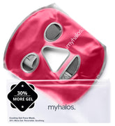 MyHalos Ice Face Mask packaging shows premium gel comfort for soothing cooling relief.