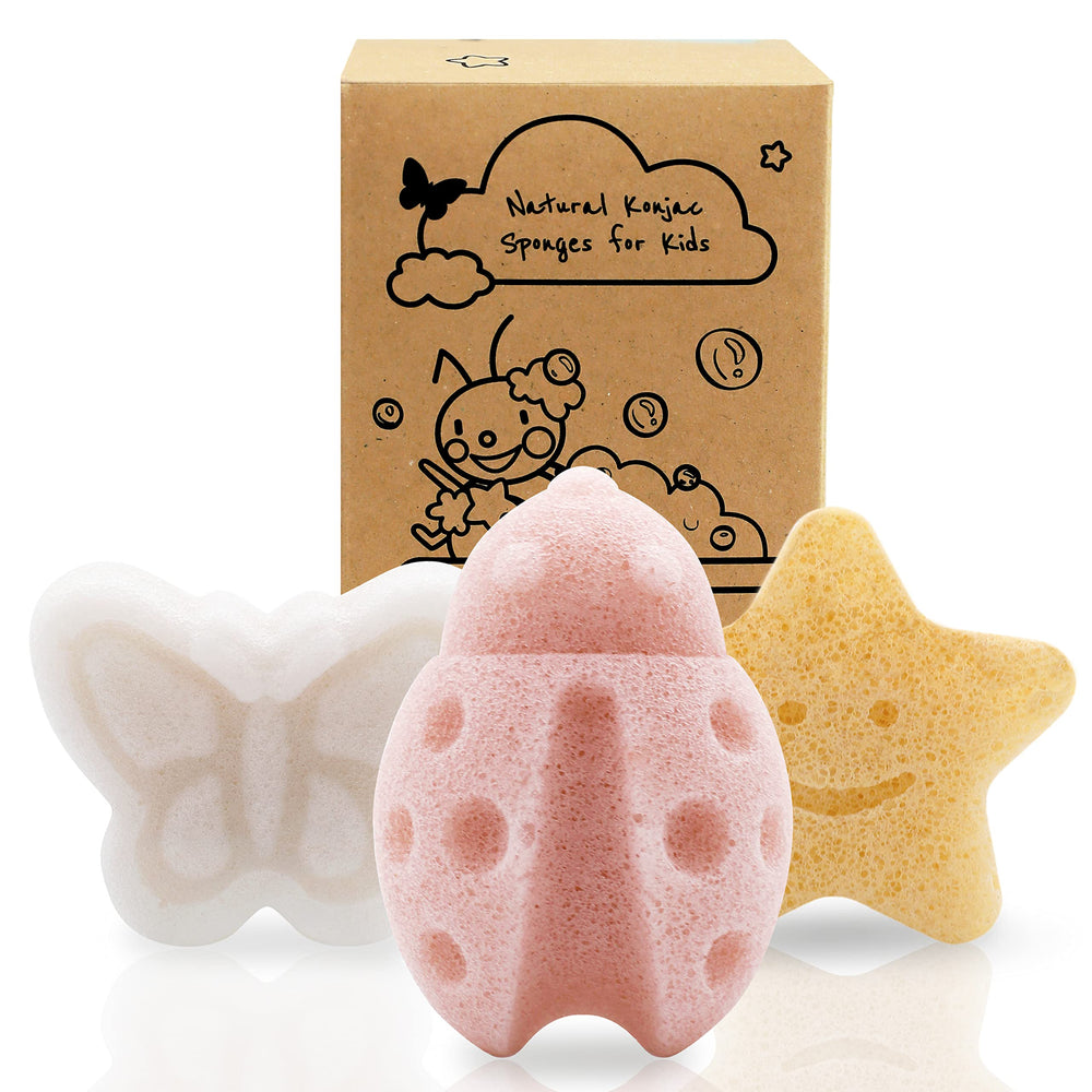 myHomeBody Konjac bebé esponja mariposa: limpieza suave y natural para la piel delicada