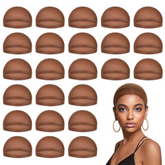 MYKURS brown wig caps pack 24; breathable nylon for all-day comfort under lace front wigs.