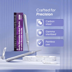 MyMed Dermaplane handle #3 close-up showing ergonomic grip for controlled strokes.