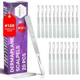 MyMed disposable 14R dermaplaning razors pack 20 for at-home skin smoothing.