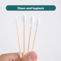 MONCOM biodegradable bamboo and cotton tips for responsible use and disposal.