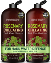 MYSTÉRE BEAUTÉ Rosemary Chelating Shampoo bottle front highlights mineral removal for clearer hair