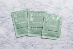 Myze Wipe highlights hyaluronic acid hydration for the eye area.