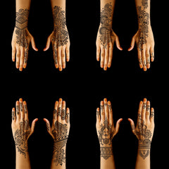 Mzstgh reusable henna stencils for hand and forearm designs.