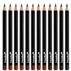 Delineadores Nabi 12 tonos marrón, definición cremosa para labios suaves.