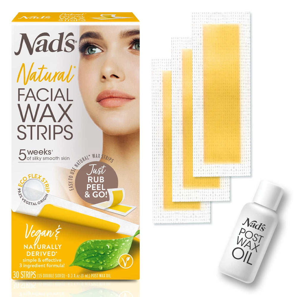 Nad's facial wax strips with Eco Flex conform to facial curves for gentle hair removal