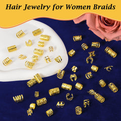 Nafaboig pulseras para cabello dorado, ideales para trenzas y peinados variados