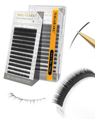NAGARAKU eyelash extensions in soft matte black for natural look.