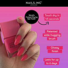 Nails.INC wide-hugging brush close-up for streak-free, even coverage.