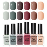 Nailshion Nude Grays frente al set, muestra 6 tonos neutros para looks diarios.
