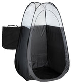 Naked Sun Black Spray Tan Tent with open top for clear color guide viewing